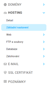Základní nastavení ve WebAdminu
